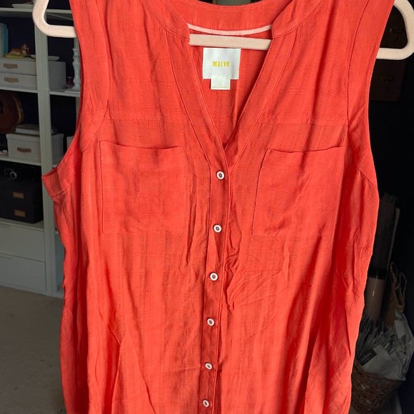 Relaxed Bohemian Orange Tank from Anthropologie - Picture 3 of 6